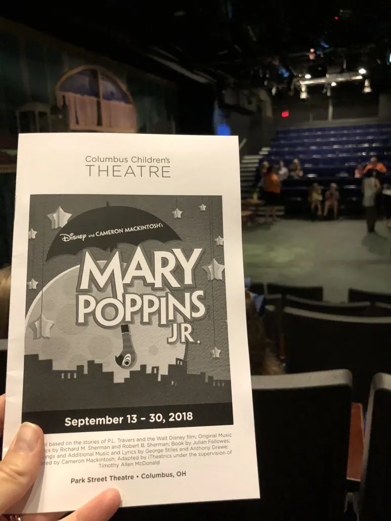 A program for the show Mary Poppins Jr. at Columbus Children's Theatre in Columbus, Ohio.