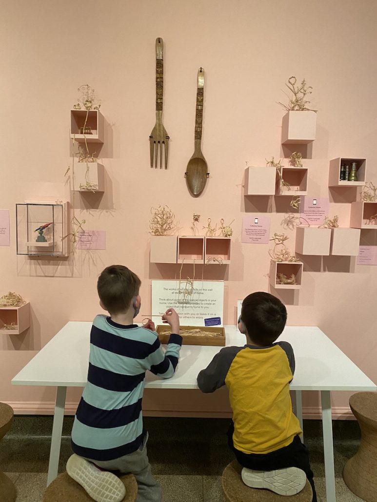Two boys creating in the Center for Creativity, one of the most popular attractions for kids at the Columbus Museum of Art.
