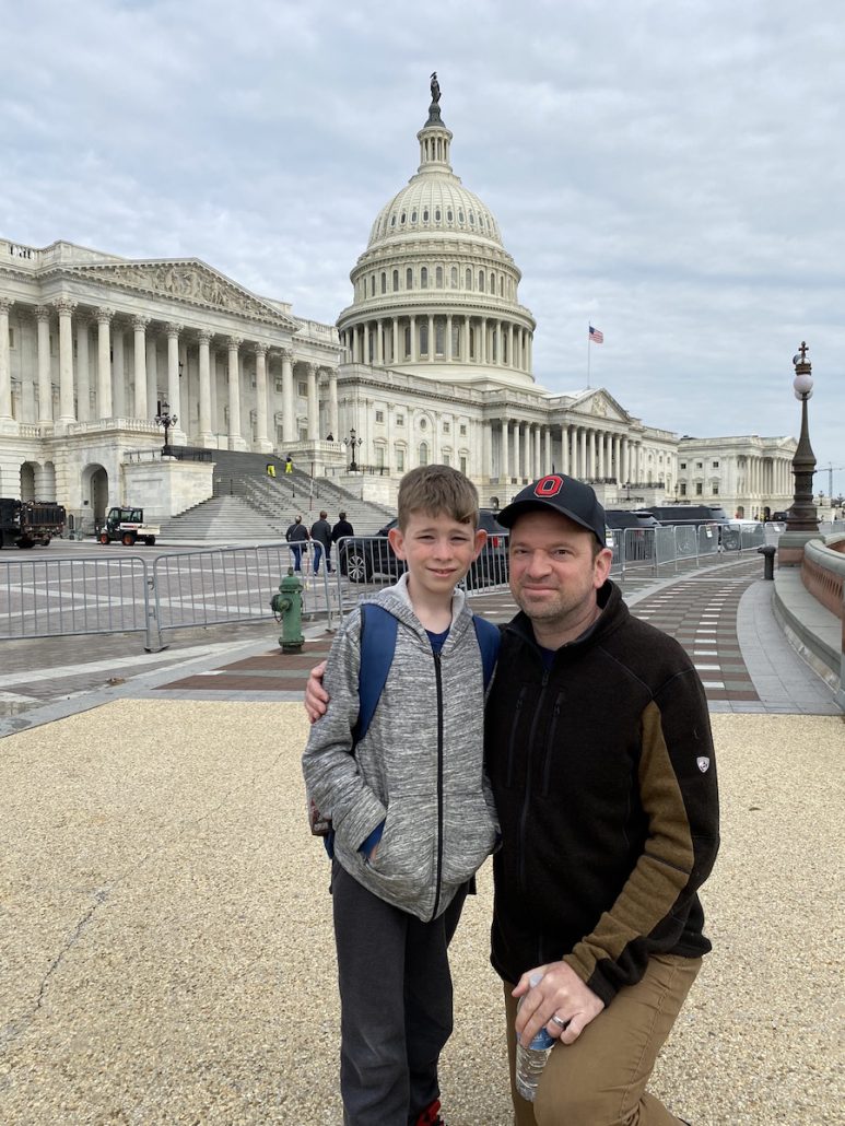 Dad and son at the U.S. Capitol in Washington, D.C.