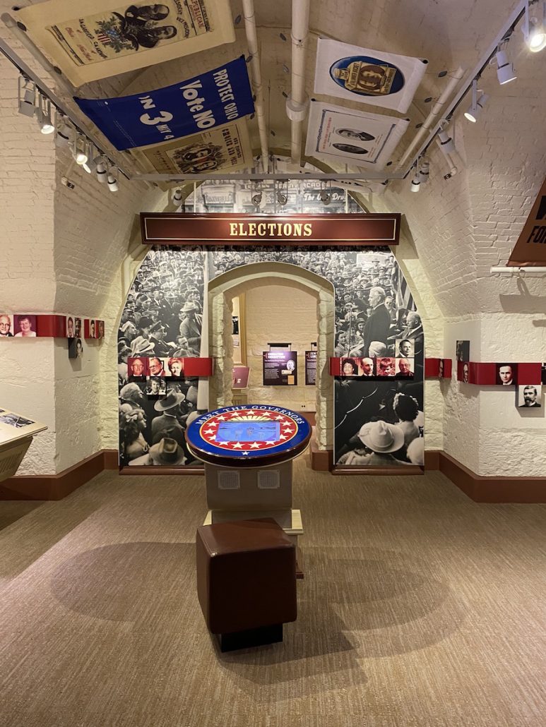 An Elections exhibit at the Statehouse Museum in Ohio.