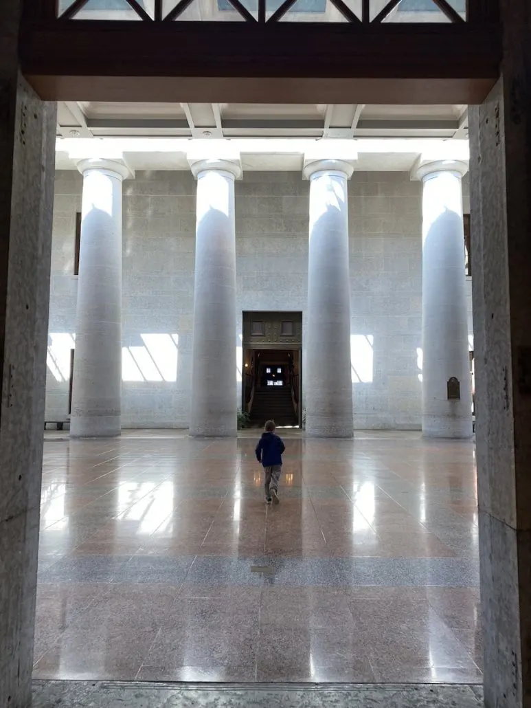 Boy in the Ohio Statehouse Atrium.