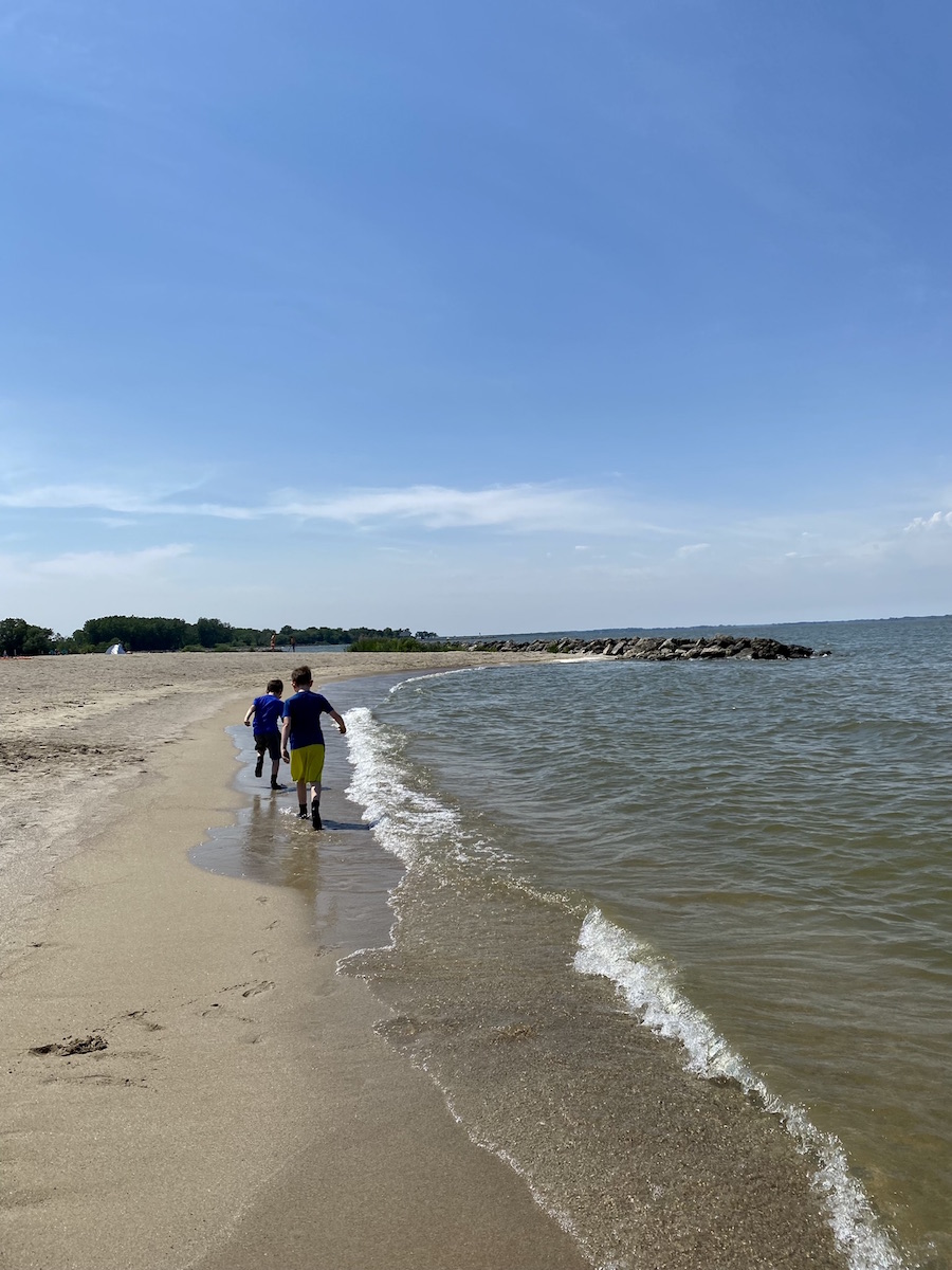 Boys on the beach at Maumee Bay State Park.