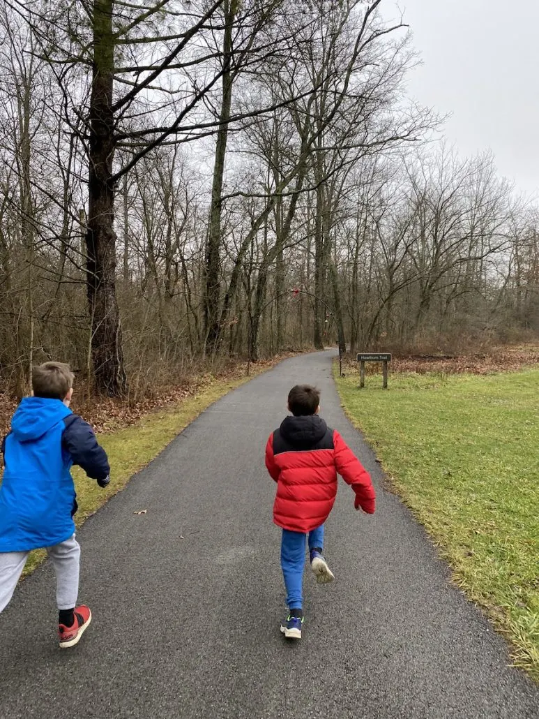 Boys on the Hawthorne trail in the metro park.