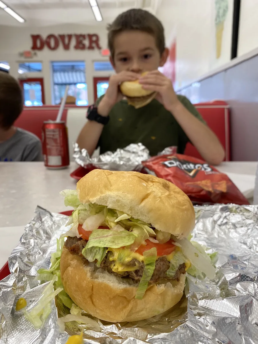 Hamburger at Miller's Creamery in Dover, Ohio.