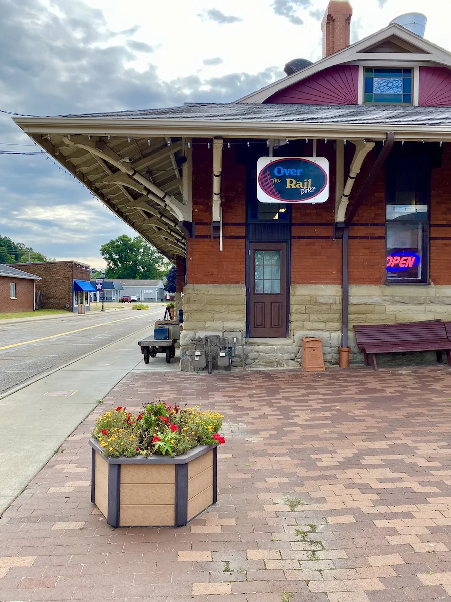 Outside of Over the Rail Diner in Dennison, Ohio.