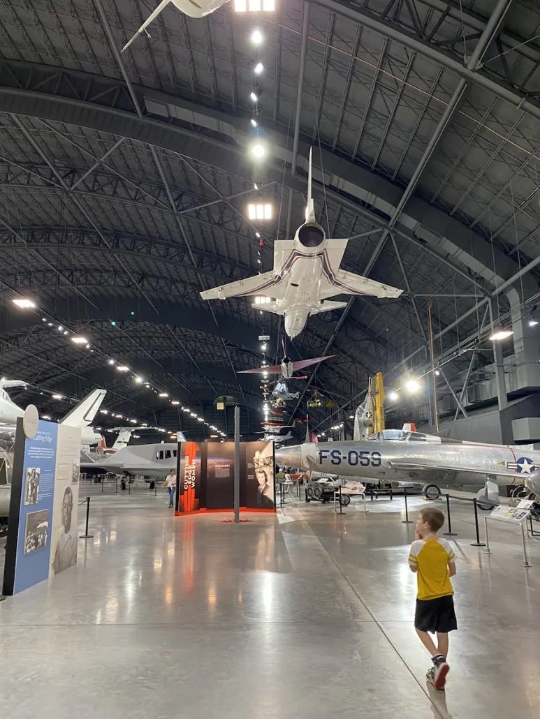 Boy walking at the National Museum of the U.S. Air Force in Dayton, Ohio.