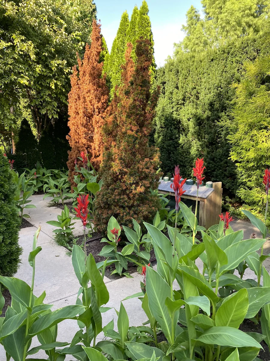 Musical instruments in the Children's Discovery Garden at Wegerzyn Gardens MetroPark.