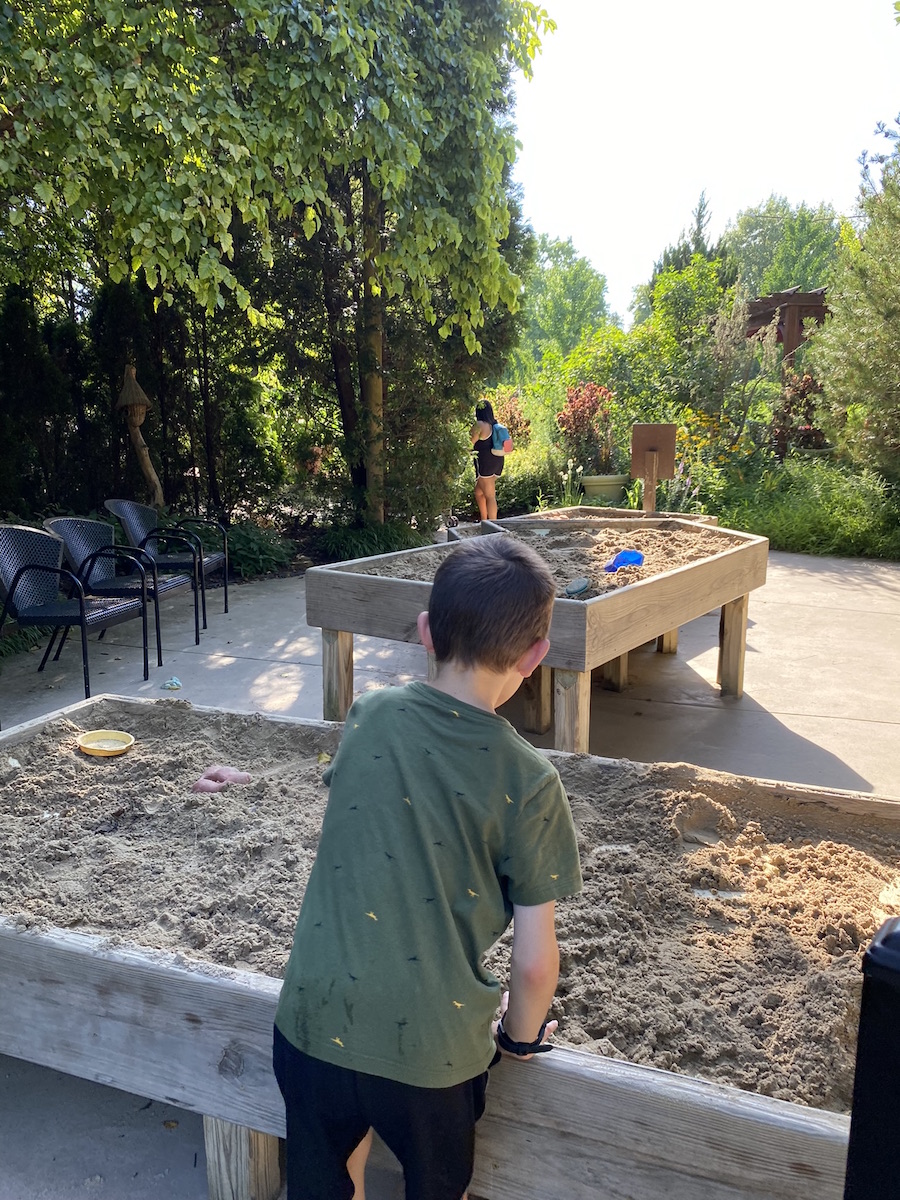 Sand tables at the Children's Discovery Garden, Five Rivers MetroPark.