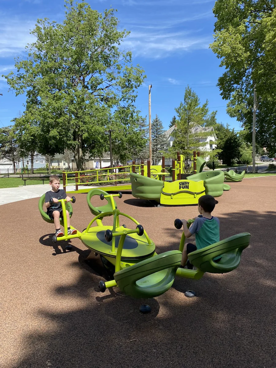 Accessible playground structures at Garrette Park in West Jefferson, Ohio.