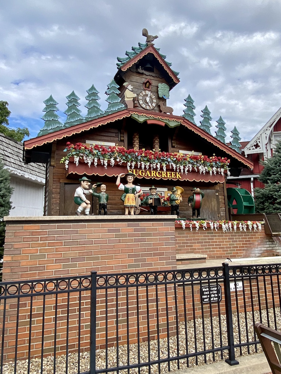 Dancers and polka band at the world's largest cuckoo clock in Sugarcreek, Ohio in Tuscarawas County.