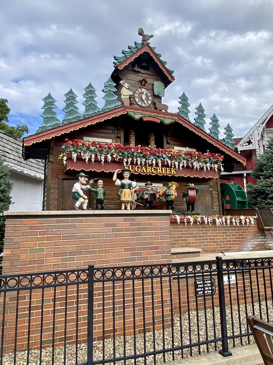 Dancers and polka band at the world's largest cuckoo clock in Sugarcreek, Ohio in Tuscarawas County.