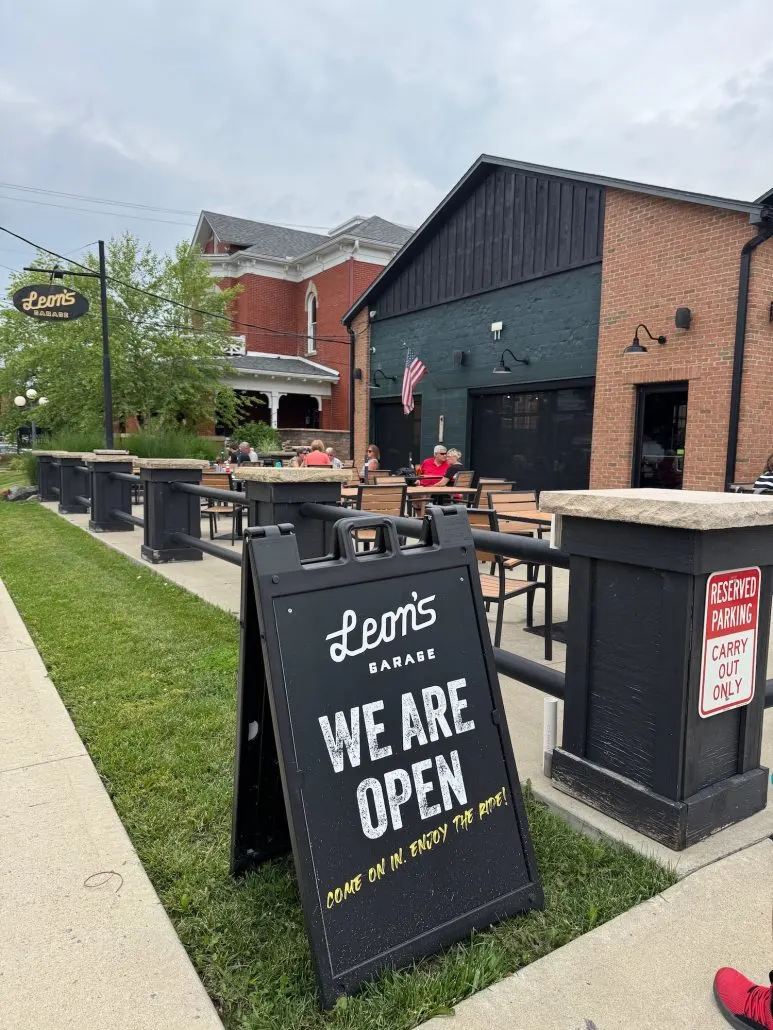 The patio outside of Leon's Garage.