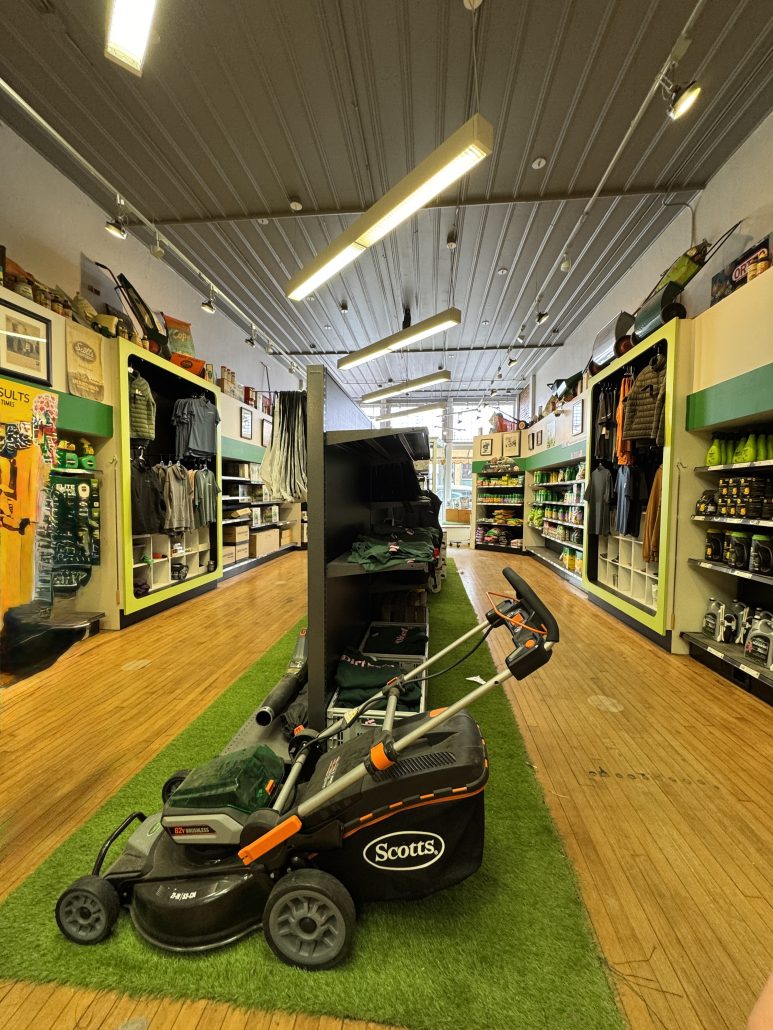 Inside the Scotts Lawn Shop in Uptown Marysville.