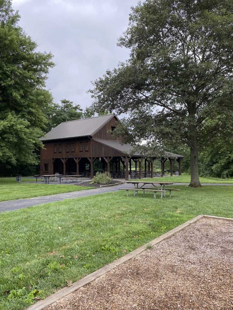 Large picnic shelter area at Slate Run Metro Park near Columbus, Ohio.
