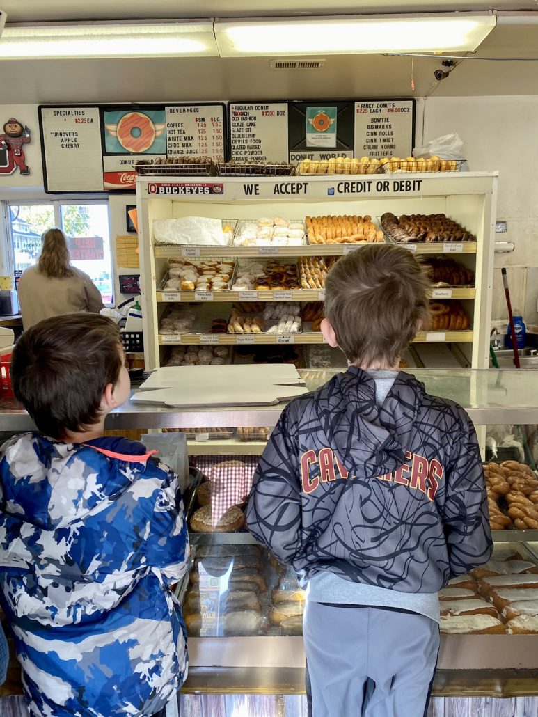 Boys picking out donuts at Donut World in Lancaster, Ohio.