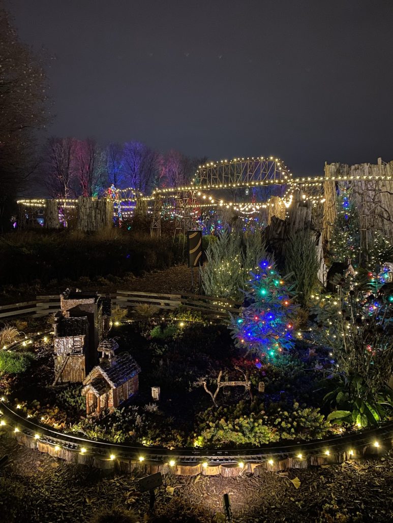 Paul Busse Garden Railway lit up for the holidays at Franklin Park Conservatory.