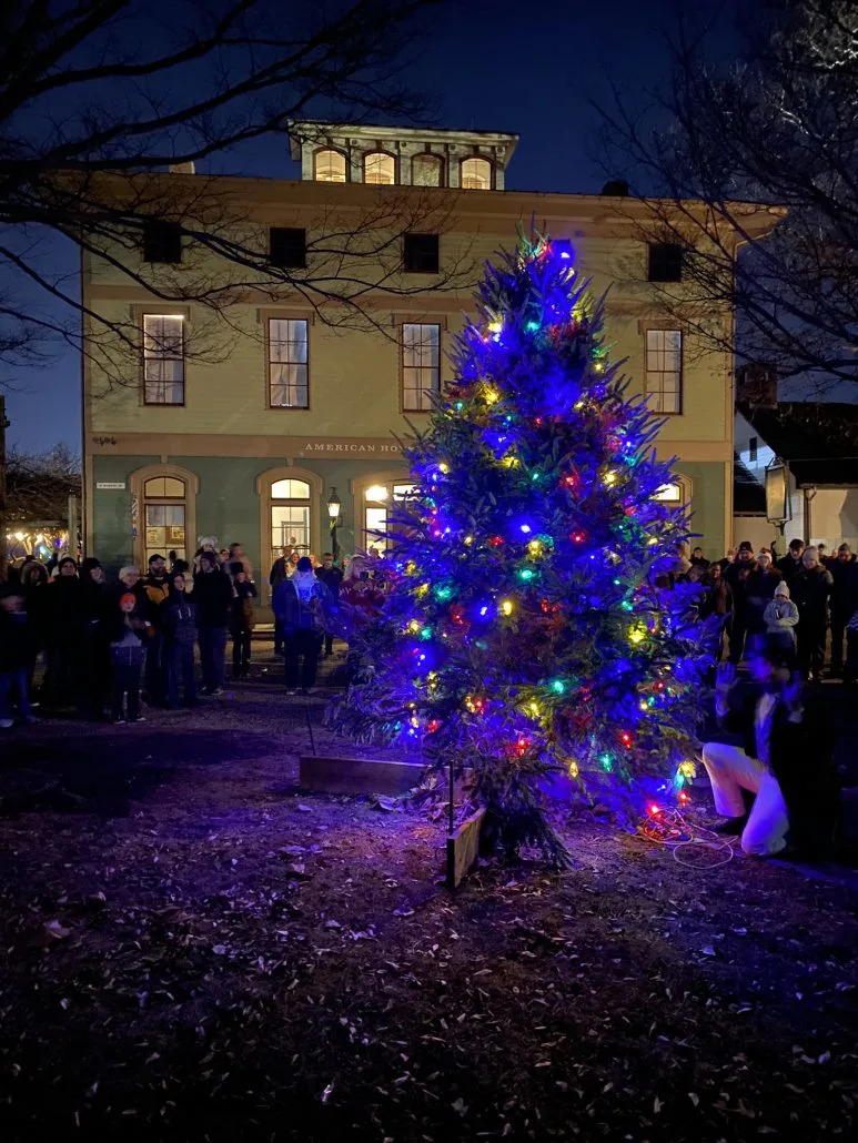 Tree lighting at Dickens of a Christmas at Ohio Village in Columbus, Ohio.
