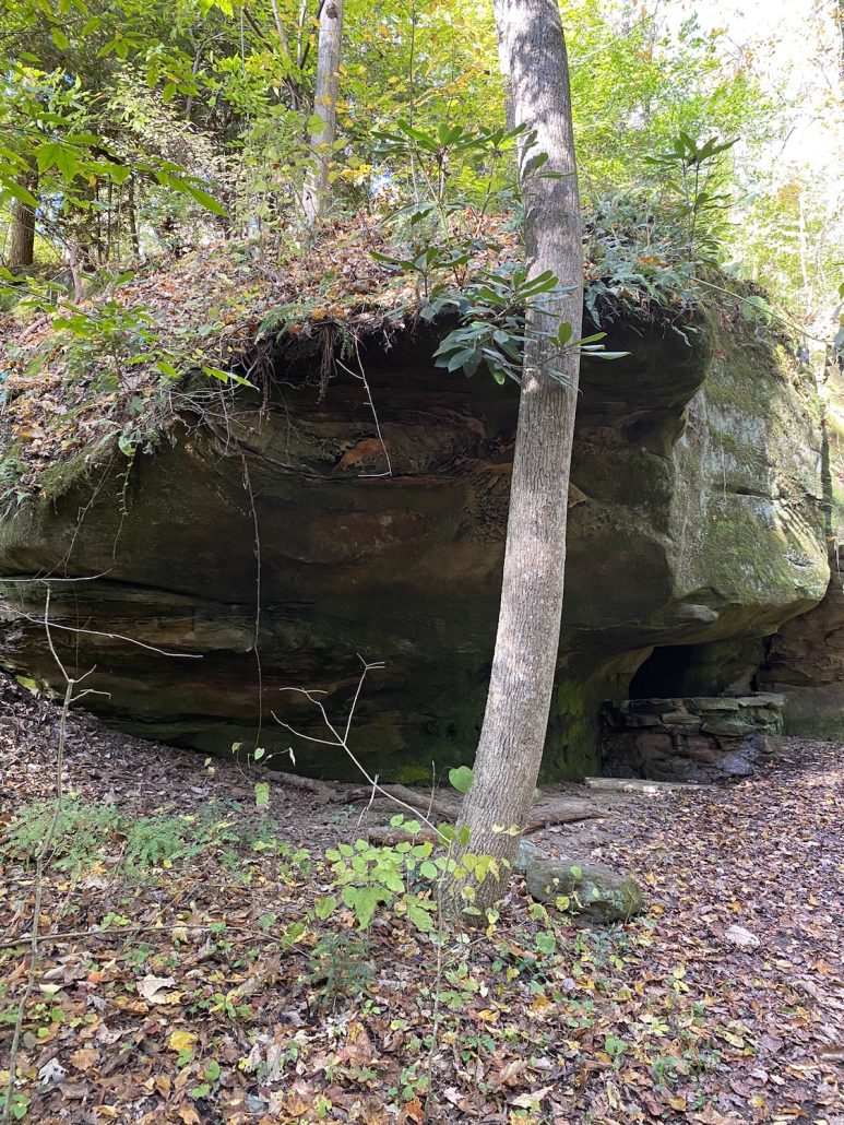 Exposed sandstone rock at Wahkeena Nature Preserve near Lancaster, Ohio.