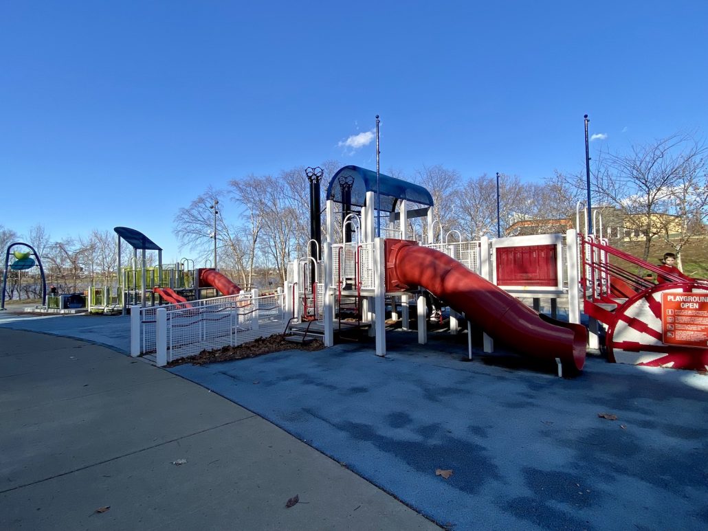 The steam boat play area at the Adventure Playground for kids in Louisville, Kentucky.