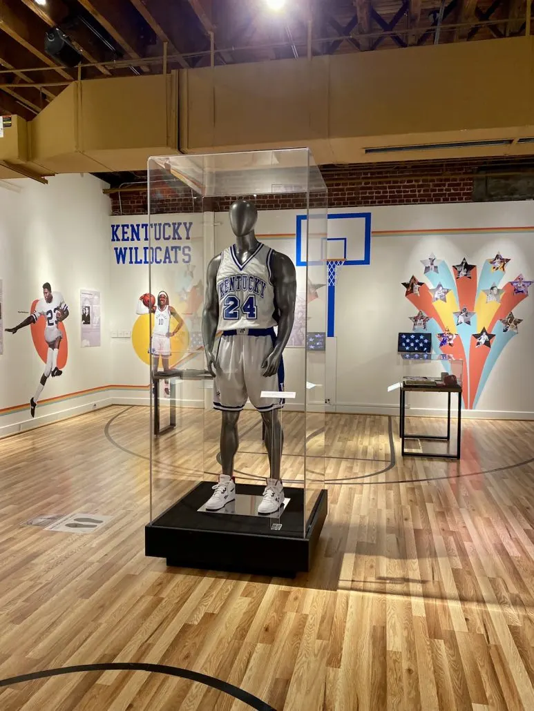 A mannequin dressed in a Kentucky jersey inside the Frazier Art Museum.