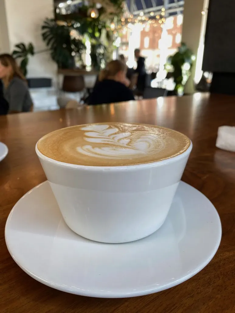 A latte from Parable, an upscale coffee shop in downtown Columbus, Ohio.