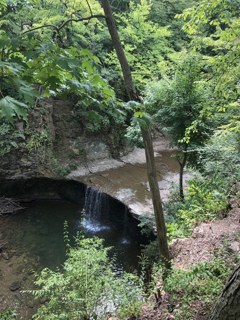 The waterfall in Indian Run Falls Park.