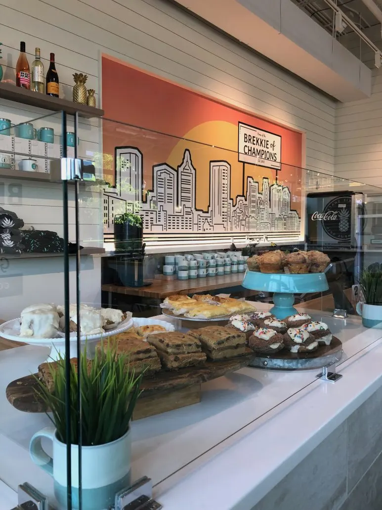 Baked goods behind the counter at Brekkie Shack in Grandview Yard.