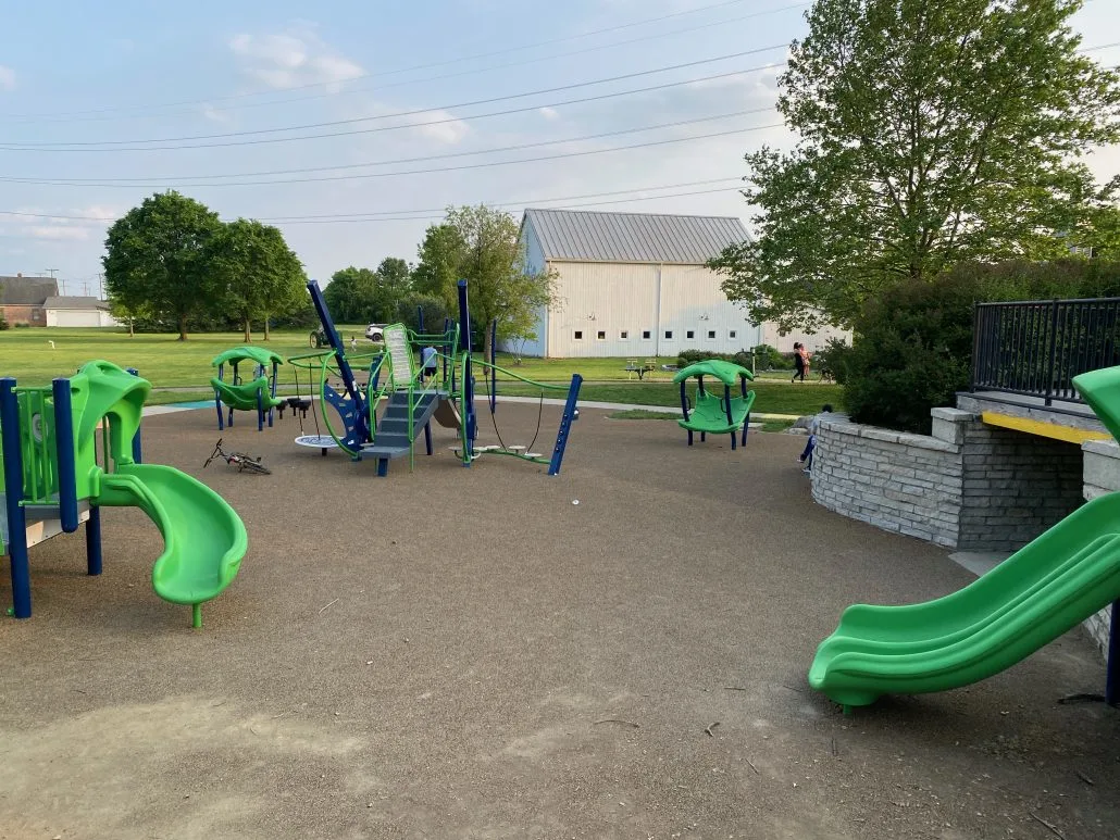 Play structures at the accessible playground in Hilliard.