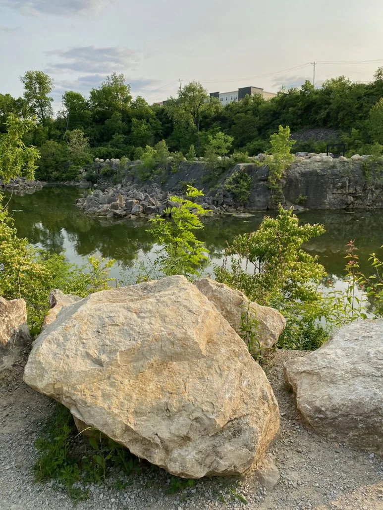 Hiking trails around the quarry at the Metro Park.