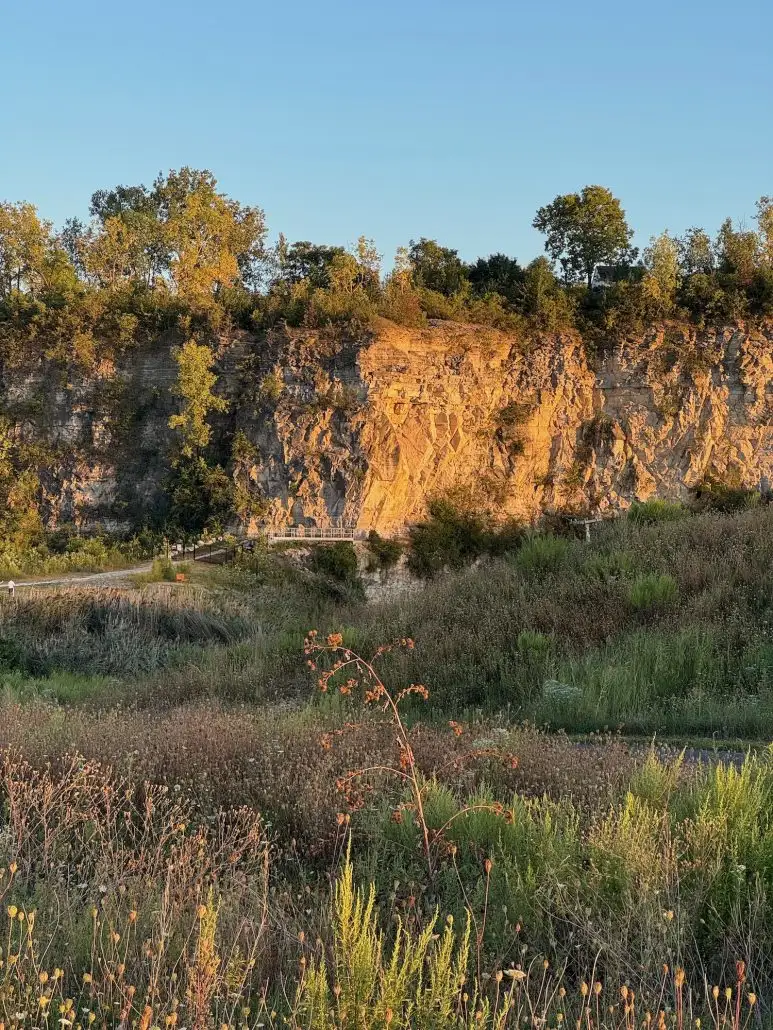 With a beautiful waterfall, a floating boardwalk, a zip line and a mountain bike trail, Quarry Trails Metro Park will keep your whole family entertained! Quarry Trails Metro Park was created out of an abandoned quarry (Marble Cliff Quarry) on the west side of Columbus. The park is the 20th park in the Columbus and Franklin County Metro Parks system in Central Ohio. Via Feratta in Columbus, Ohio.