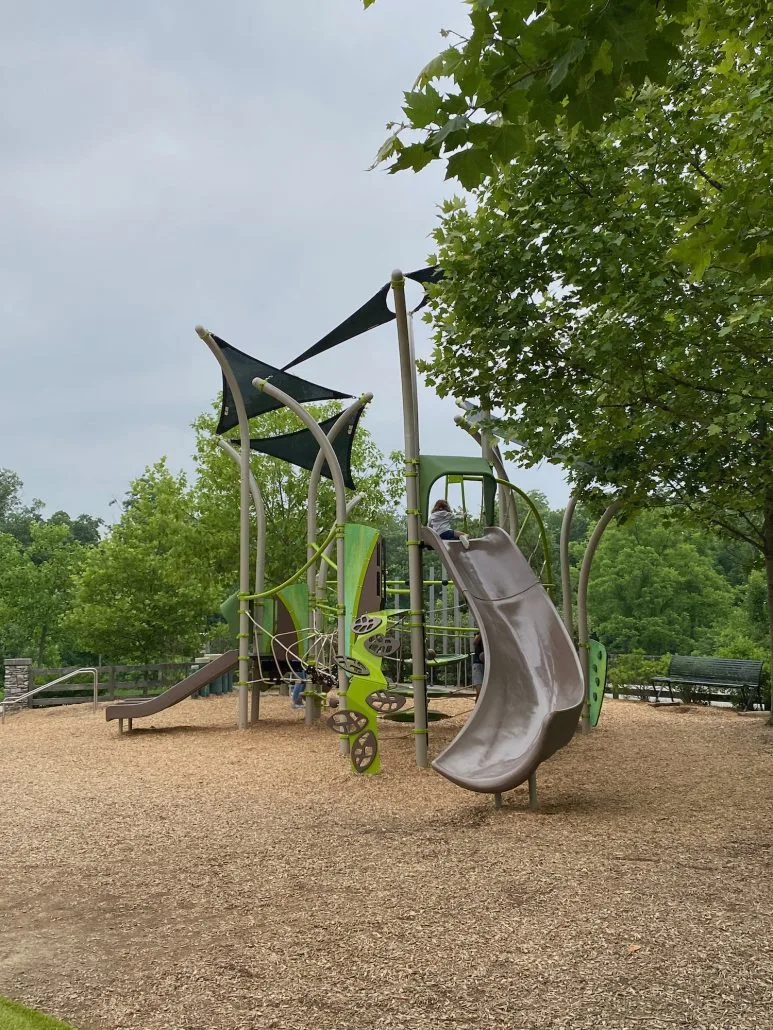 Play structure for ages 5-12 at Amberleigh Community Park in Dublin, Ohio.