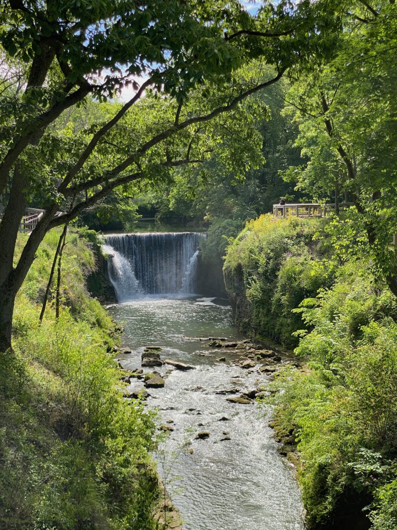 View of Cedar Cliff Falls at Indian Mound Reserve in Cedarville, Ohio.