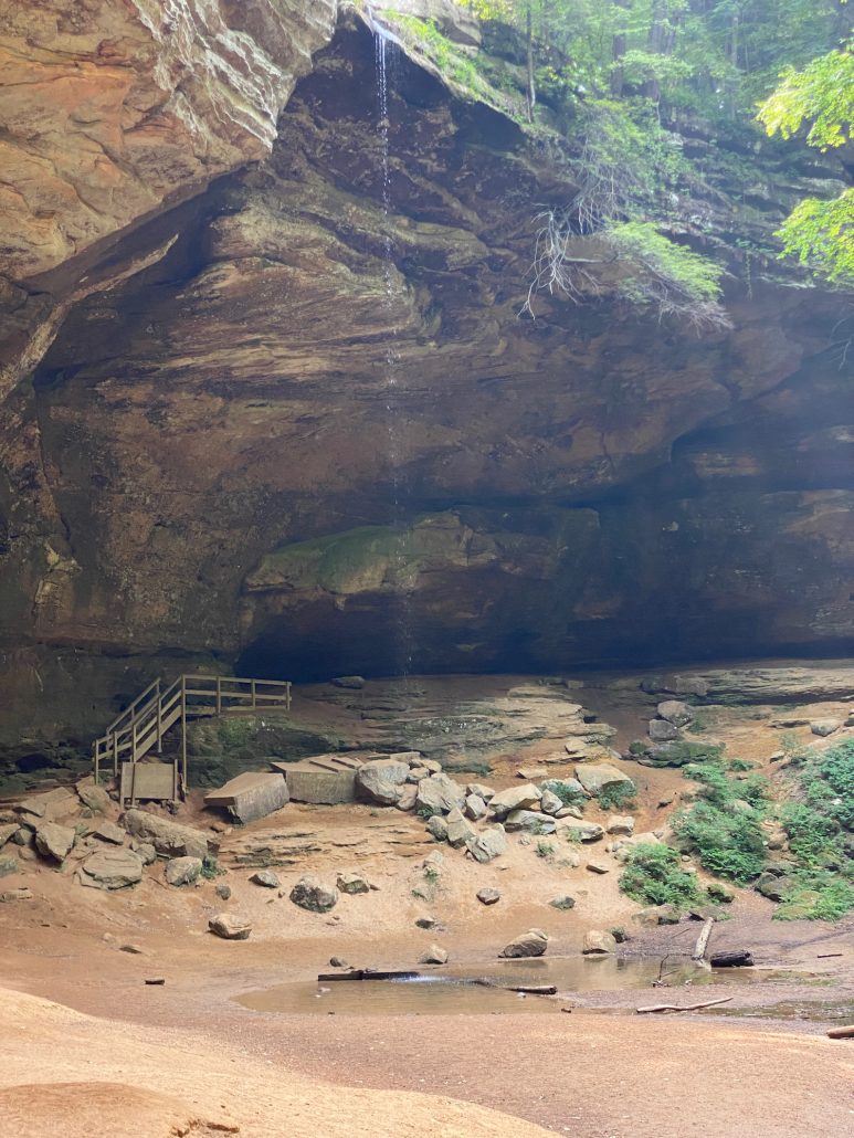 View of the waterfall at Ash Cave at Hocking Hills State Park.