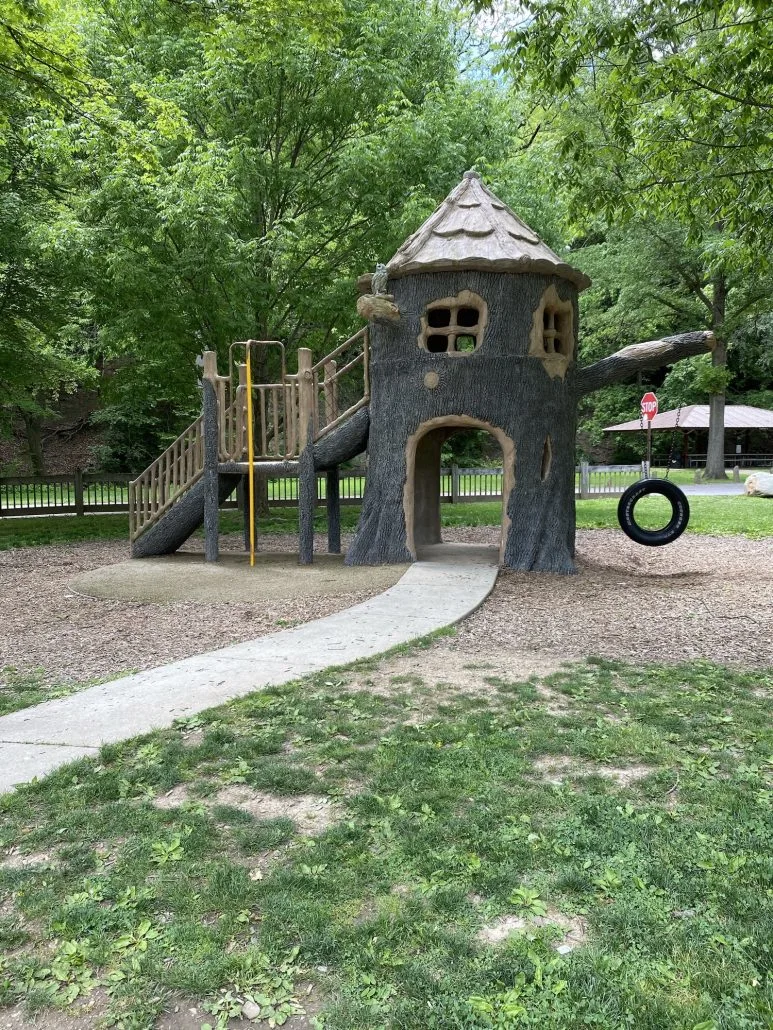 A play structure in Christmas Run Park in Wooster, Ohio.