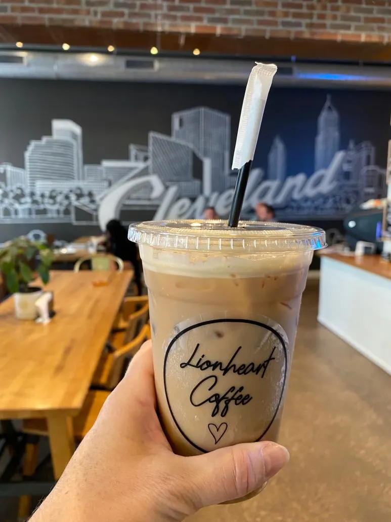 An iced coffee at Lionheart Coffee in Cleveland, Ohio.