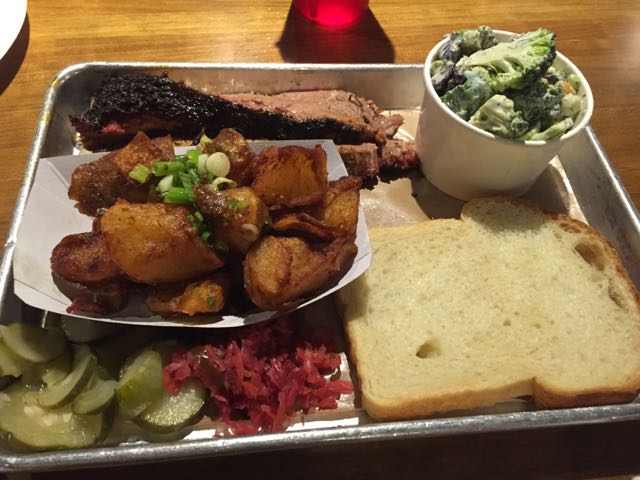 A plate of meat and sides from Mabel's BBQ in Cleveland, Ohio