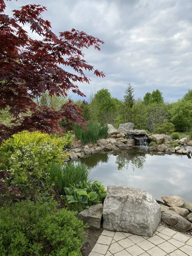 A waterfall and small pond at Secrest Arboretum in Wooster, Ohio.
