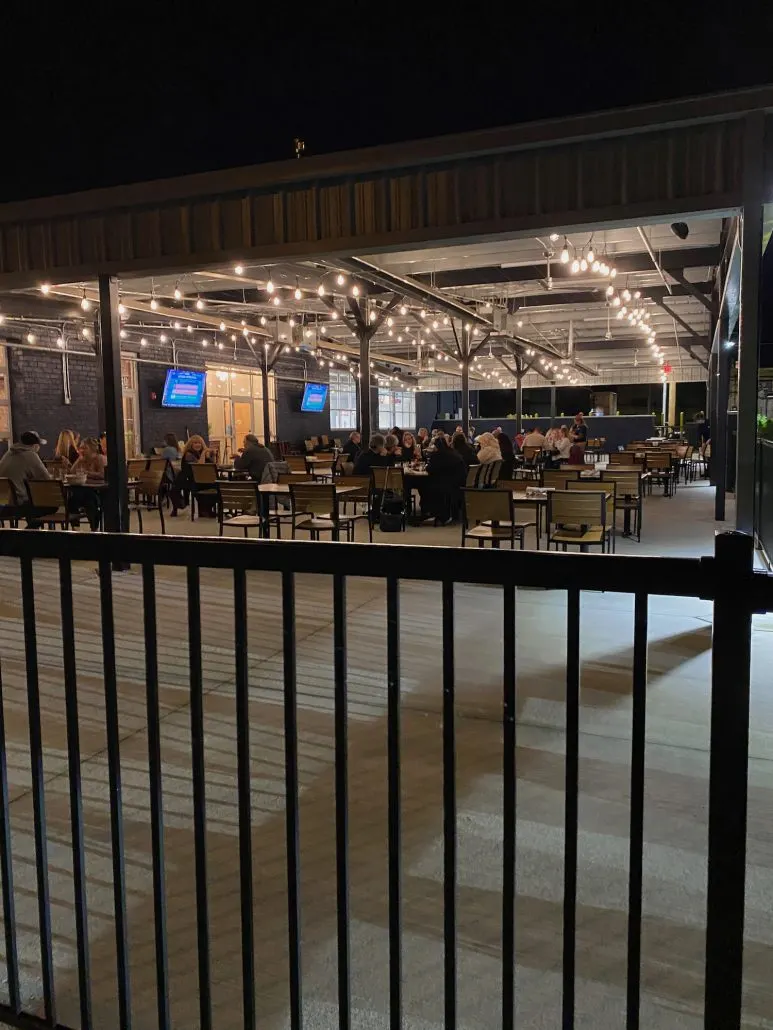 The outdoor patio at 58 West in downtown Logan, Ohio.