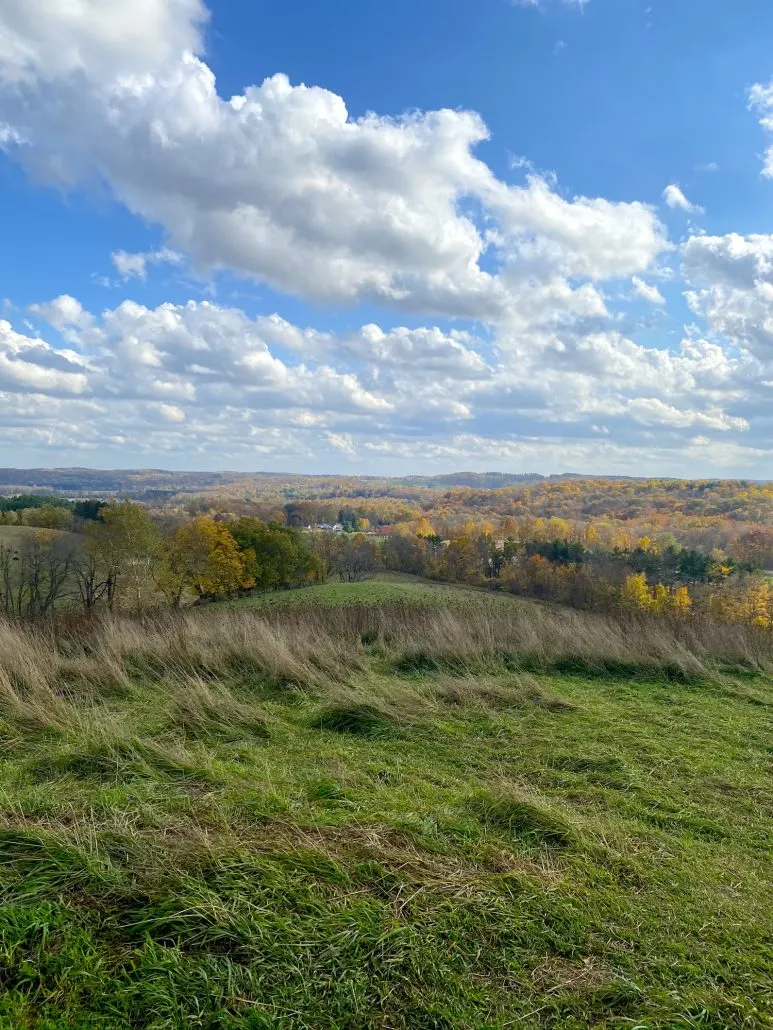 A view of changing leaves and fall colors from the top of Mt. Jeez.