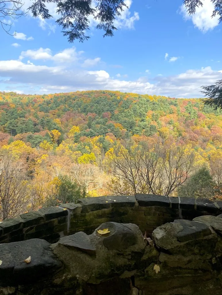 A beautiful view of fall colors in the Clear Fork Gorge in Mohican State Park in Ohio.