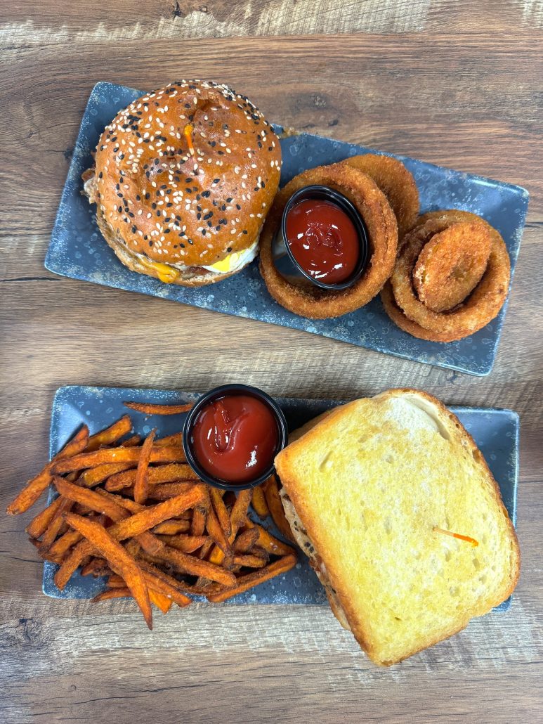 Two sandwiches and sides at TheFeed in Hocking Hills.