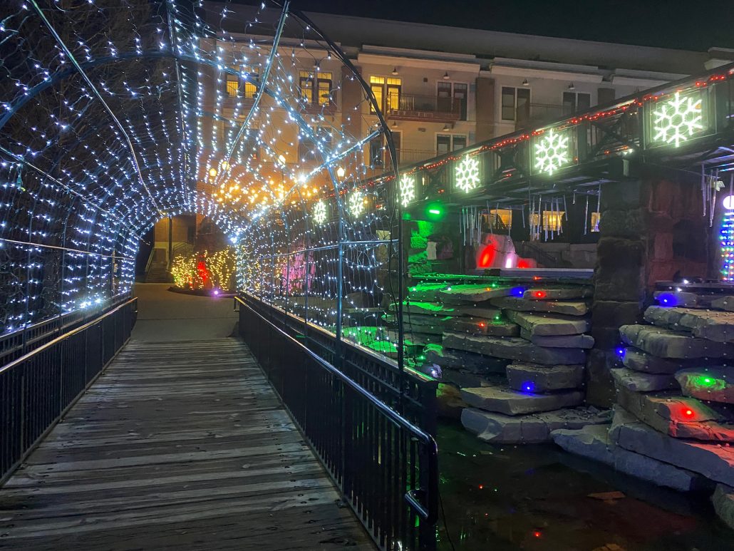 Holiday lights at Creekside in Gahanna, Ohio.