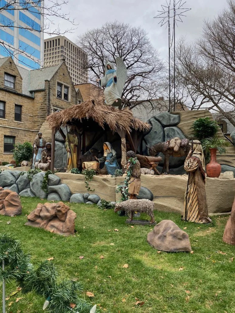 Larger than life nativity scene in downtown Columbus, Ohio