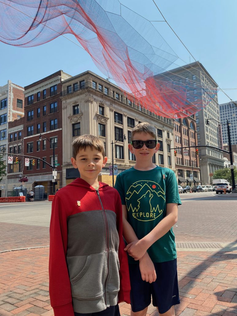 Two boys in downtown Columbus.