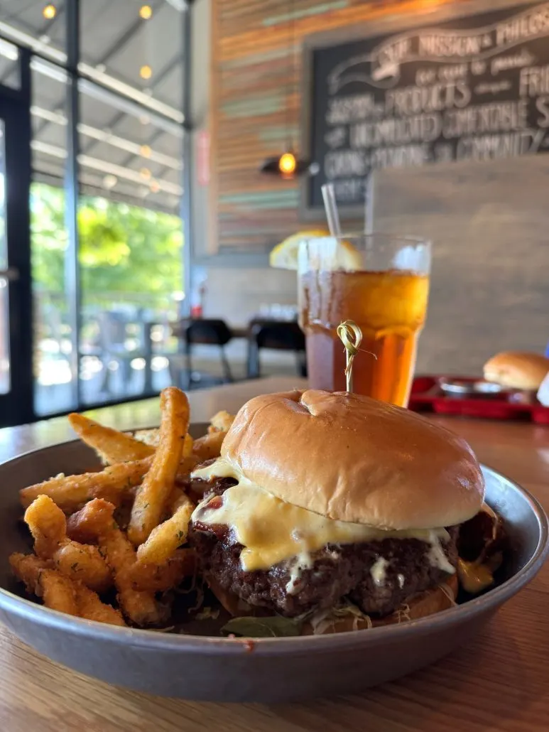 A burger and fries at 101 Beer Kitchen.