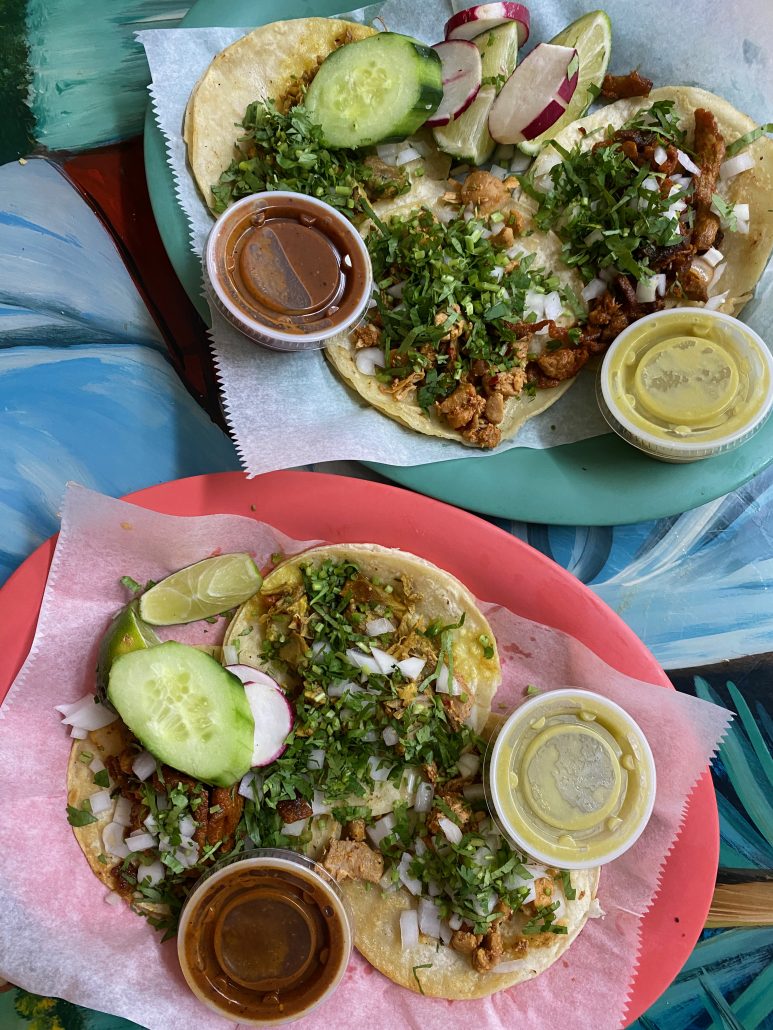 Two plates of traditional Mexican tacos at El Jaliciense on the west side of Columbus, Ohio