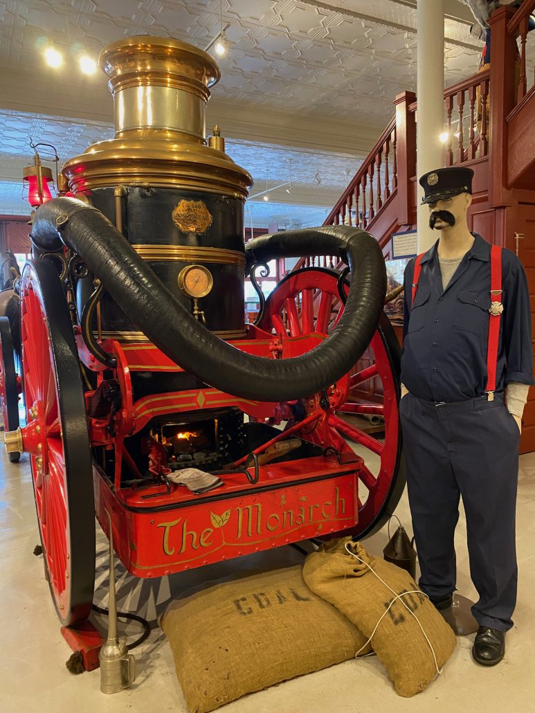 An antique fire truck display inside the Central Ohio Fire Museum in downtown Columbus.