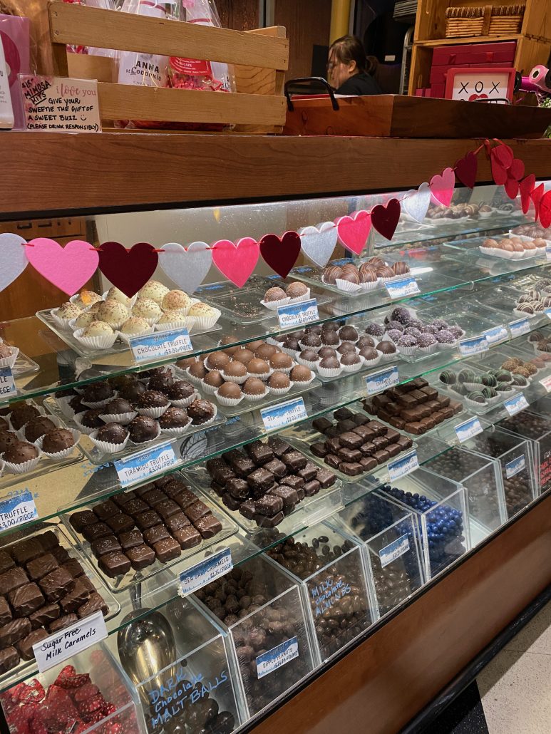 The chocolate counter at Chocolate Cafe in Grandview Heights.
