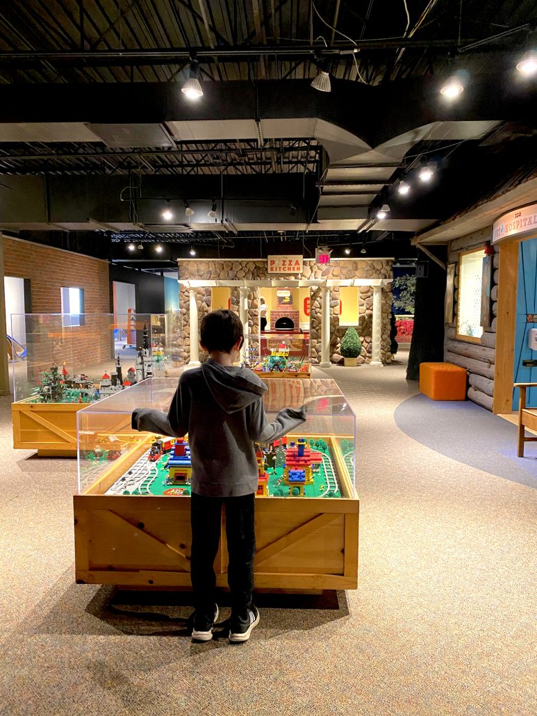 A boy looking at a LEGO display at the Boonshoft Museum of Discovery in Dayton.