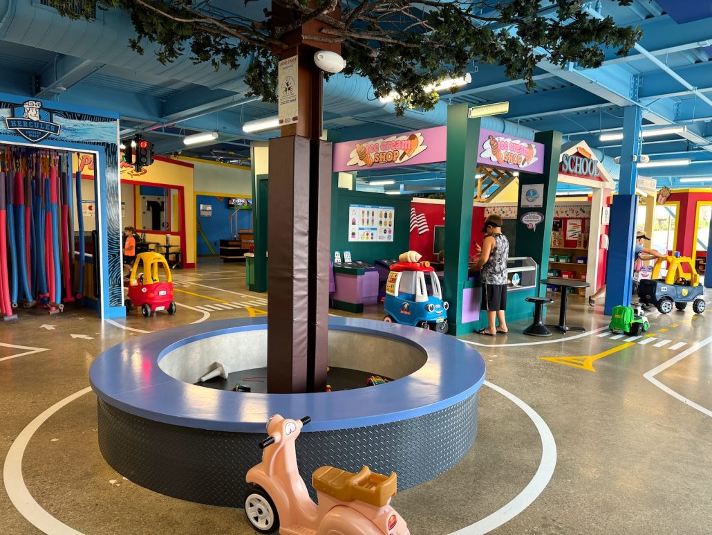 A pretend small-town play area for preschoolers at Buckeye Imagination Museum in Mansfield, Ohio.